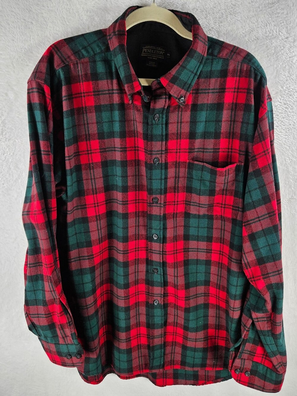 Pendleton McCormick Tartan Wool Shirt Red Green Plaid Men's Size XL
